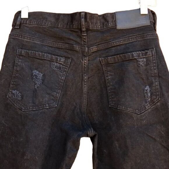 Hyper Denim Punk Slim Fit Distressed Black Goth Side Zip Jeans Skinny Size 30 - Picture 7 of 10